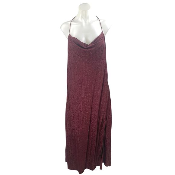 Banana Republic Red Sleeveless Jacquard Cowl Neck Cami Tank Maxi Slip Dress XL - Picture 1 of 4